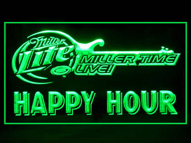 Miller Lite Time Live Guitar HAPPY HOUR Beer Neon Light Sign